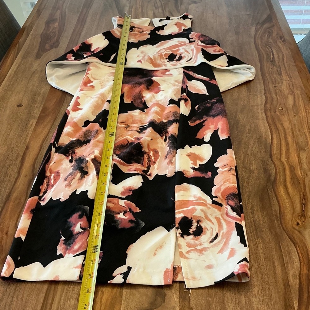 Marina Floral Popover Sheath Dress Black Pink Sleeveless Size 4 261230 - Picture 8 of 15